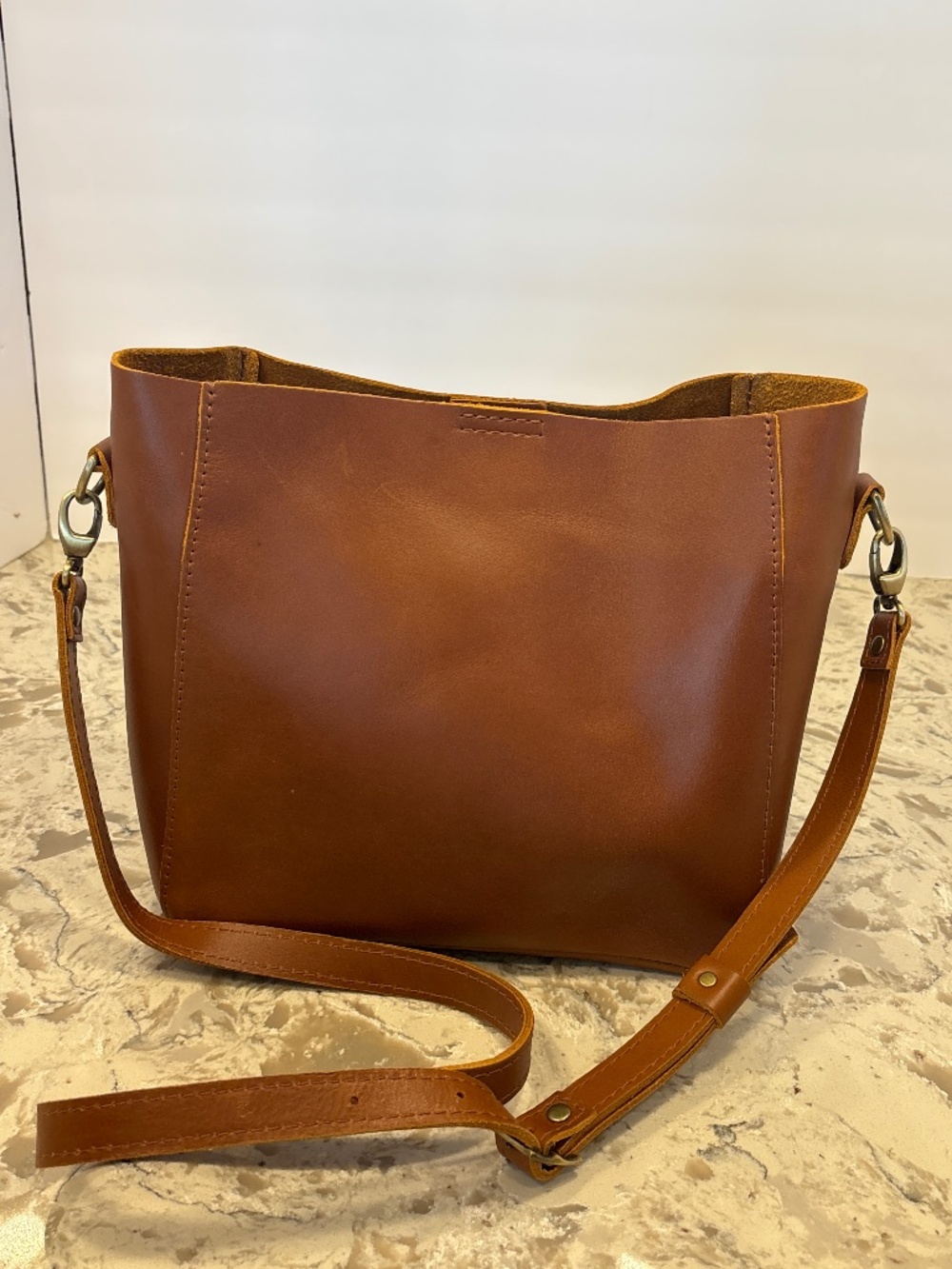 Portland Leather Company Brown Butterfly  Crossbody Shoulder Handbag